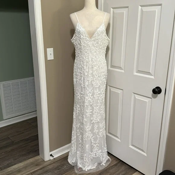 Lulus Everlasting Passion White Sequin Beaded Backless Maxi Dress